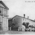 Cartolina del 1906 da Borgnano con la chiesa parrocchiale di santa Fosca